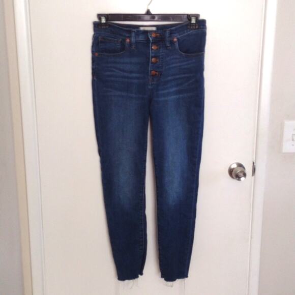 Madewell 9” Mid-rise Button Fly Raw Hem Skinny Jeans Size 28 Denim - Picture 2 of 13